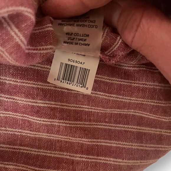 VINCE CAMUTO | EUC Women’s Ticking Stripe Linen Sleeveless Top Dark Pink Size XS - Picture 10 of 11